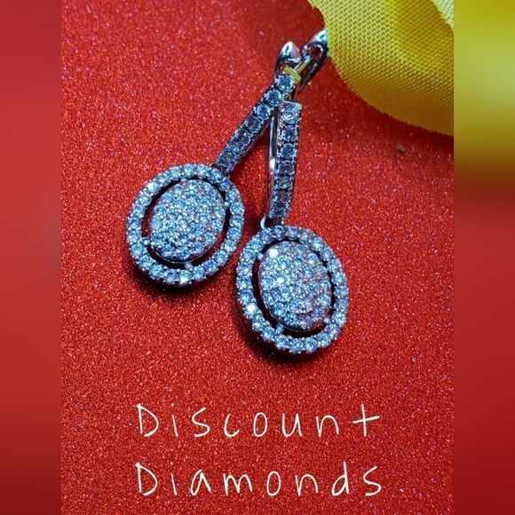 New Women's Clear White Diamond Dangle Lever Back Earrings o… - Picture 6 of 12